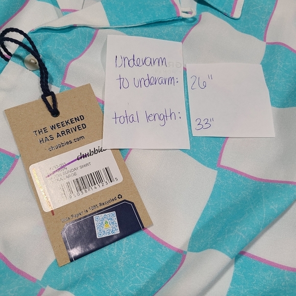 *SOLD* NEW Chubbies Mens Sunday Camp Shirt Blue Checker XL Retro 90s - Picture 11 of 11